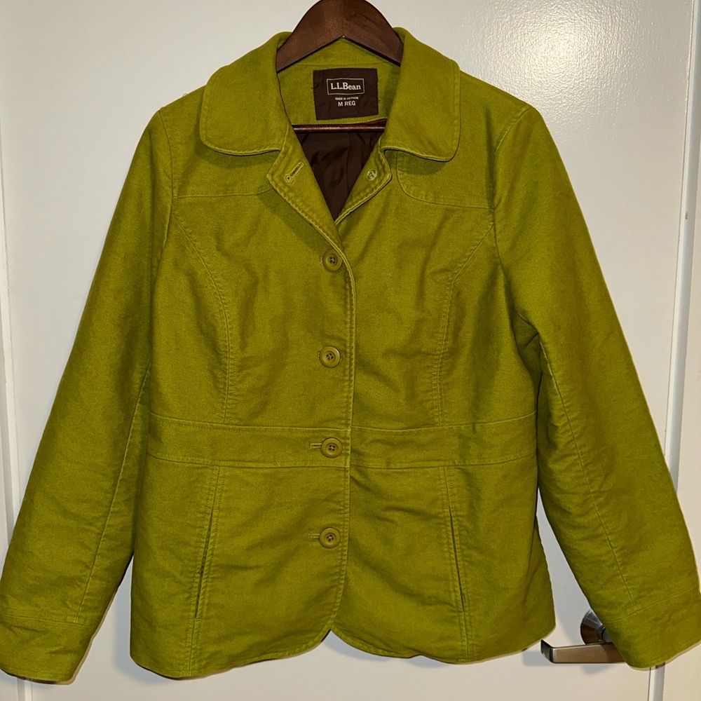 L.L.Bean Green Button-Front Jacket Women’s Medium | Classic Peacoat Style